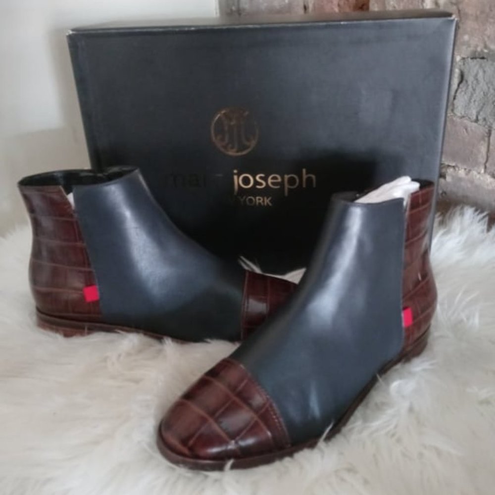 Marc Joseph New York Croc Embossed Boots Women's Size 7